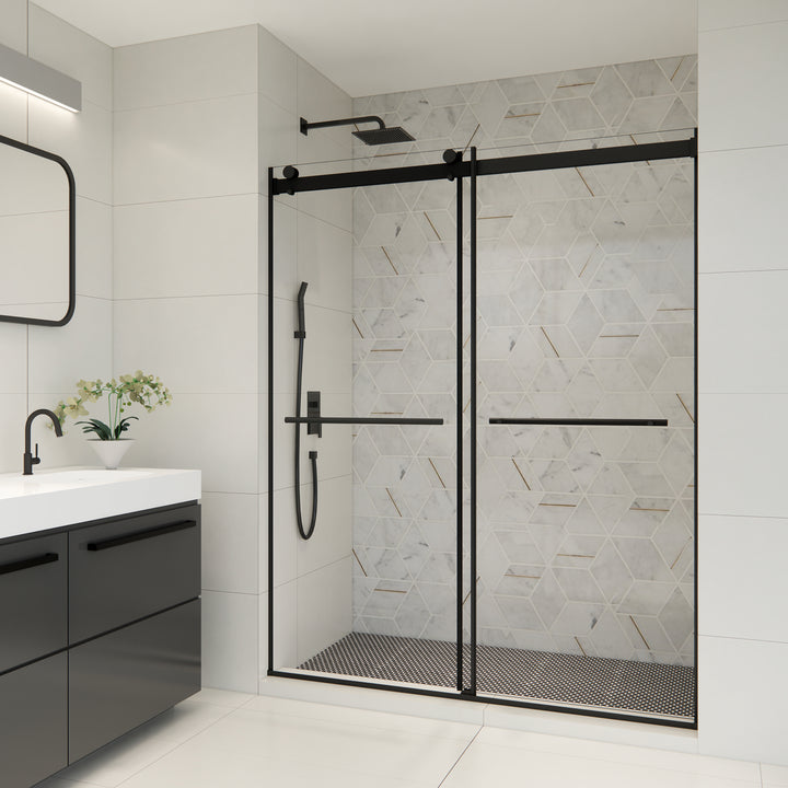Belizzi 60" W x 76" H By Pass Frameless Exposed Roller Shower Door