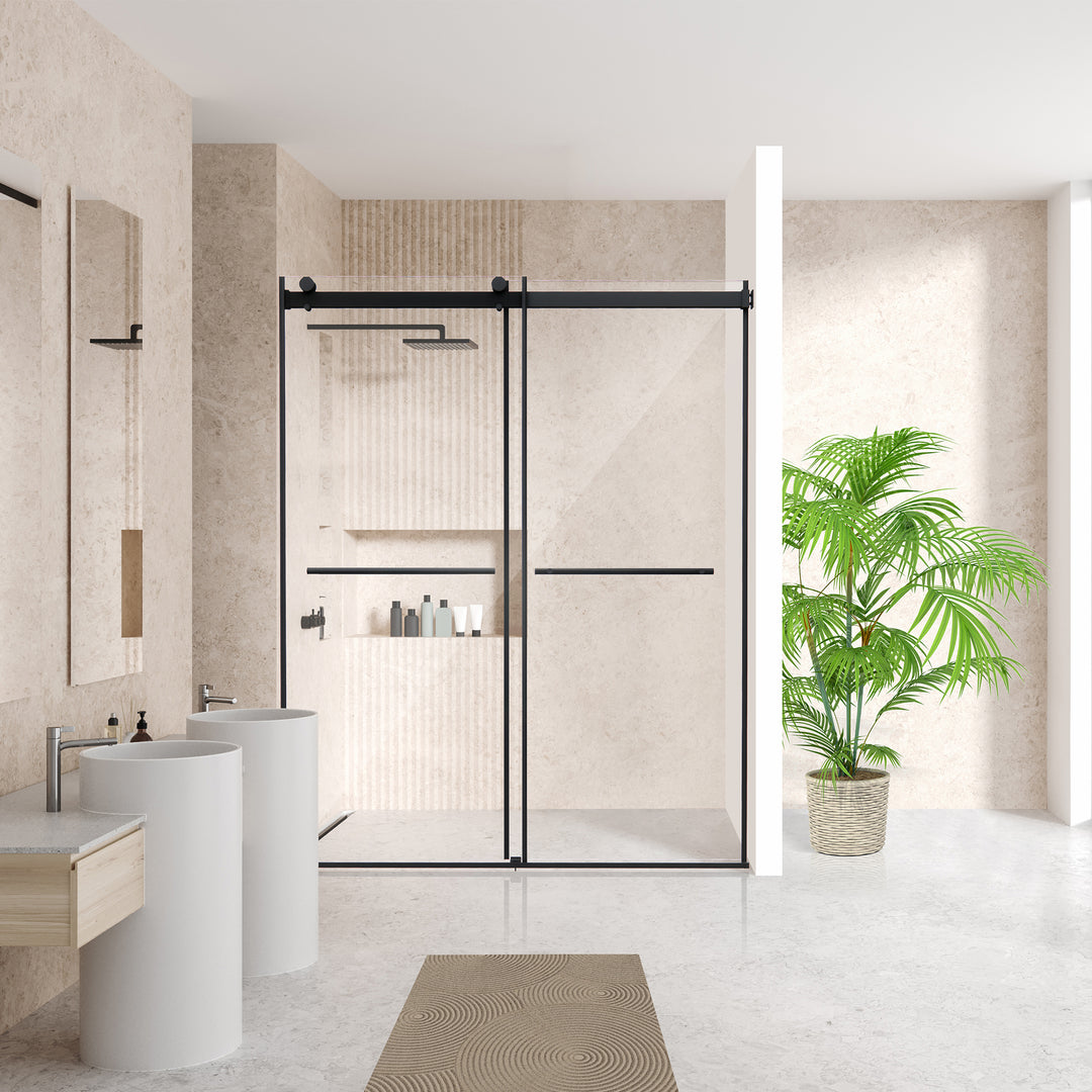 Belizzi 60" W x 76" H By Pass Frameless Exposed Roller Shower Door