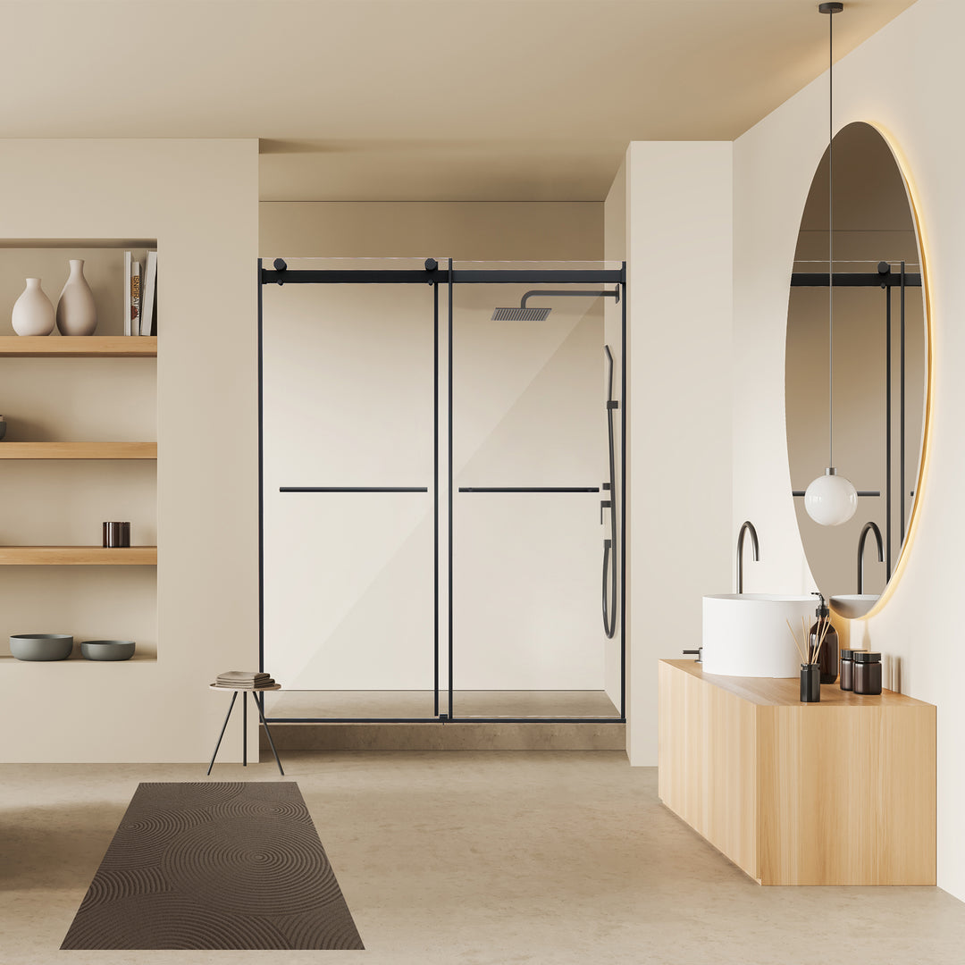 Belizzi 60" W x 76" H By Pass Frameless Exposed Roller Shower Door