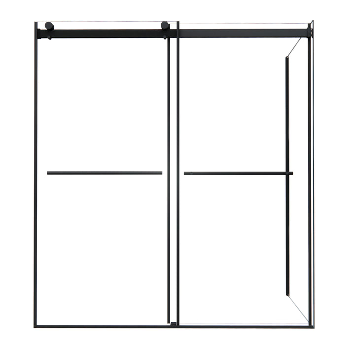 Belizzi 68" W x 76" H By Pass Frameless Exposed Roller Shower Enclosure