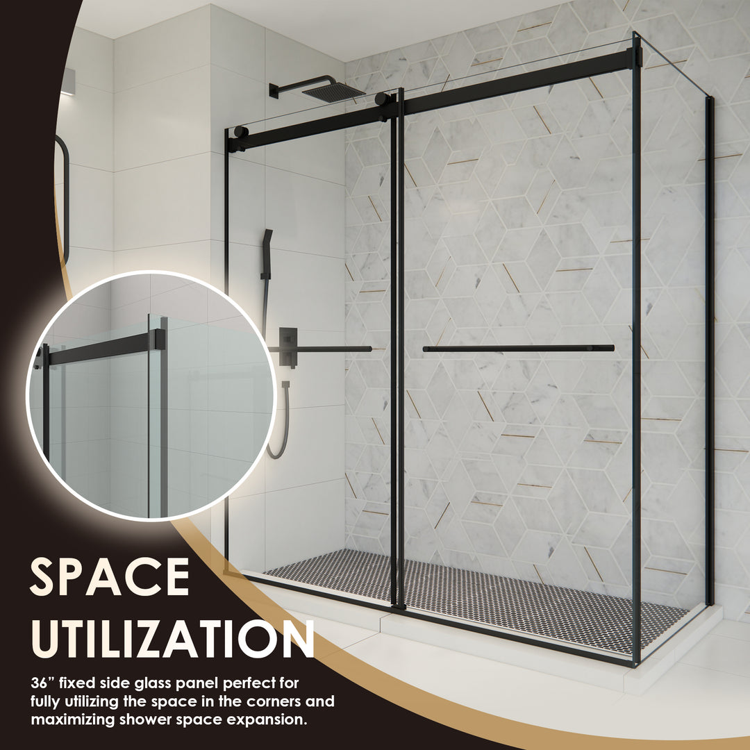 Belizzi 68" W x 76" H By Pass Frameless Exposed Roller Shower Enclosure