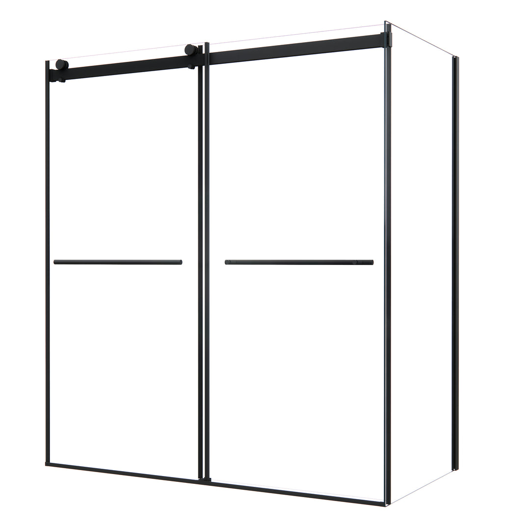 Belizzi 68" W x 76" H By Pass Frameless Exposed Roller Shower Enclosure