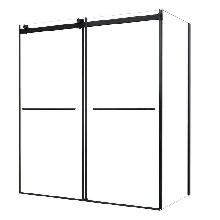 Belizzi 68" W x 76" H By Pass Frameless Exposed Roller Shower Enclosure