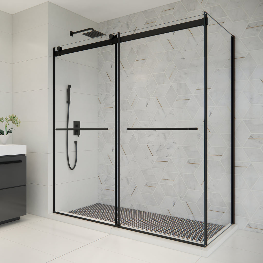 Belizzi 68" W x 76" H By Pass Frameless Exposed Roller Shower Enclosure