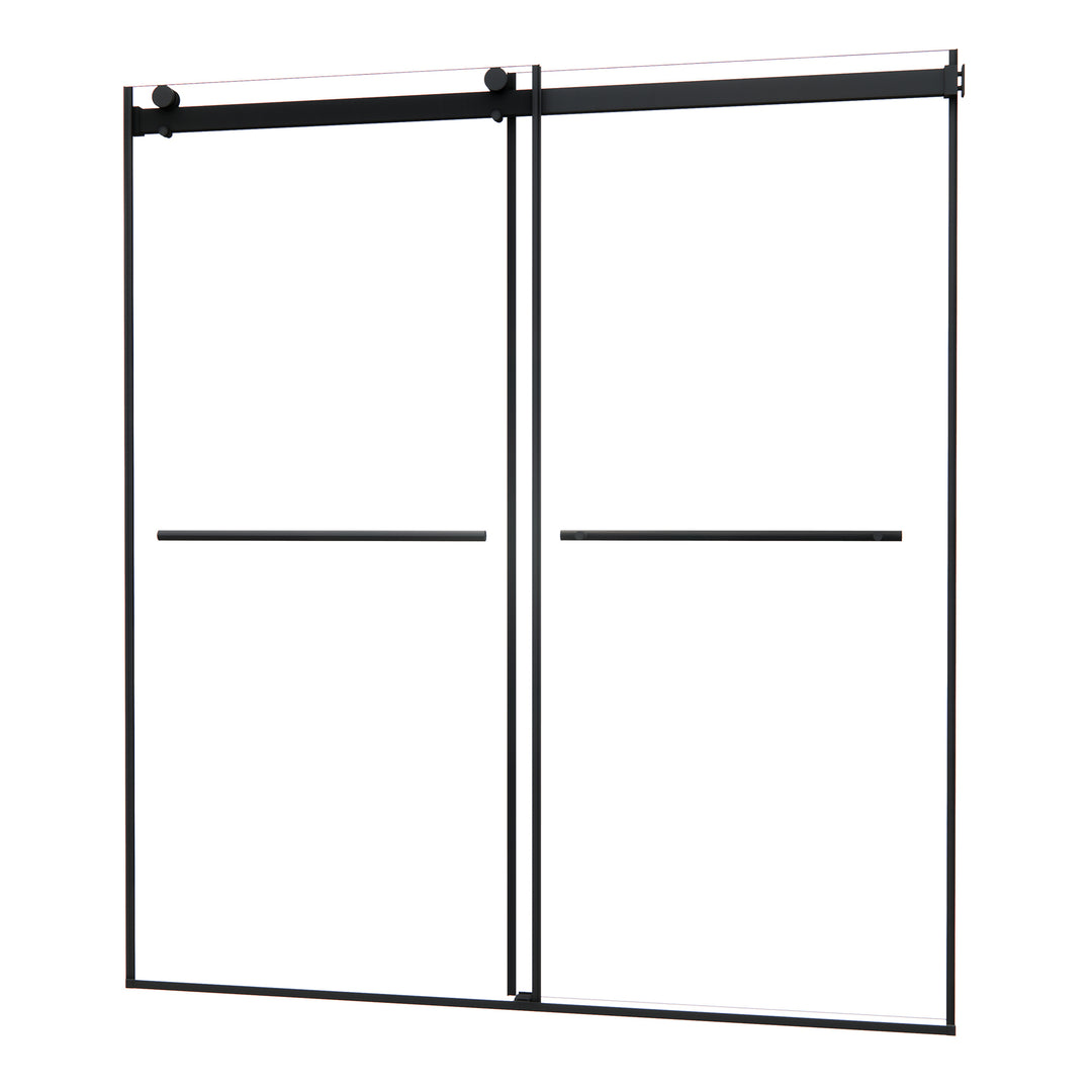 Belizzi 68" W x 76" H By Pass Frameless Exposed Roller Shower Door