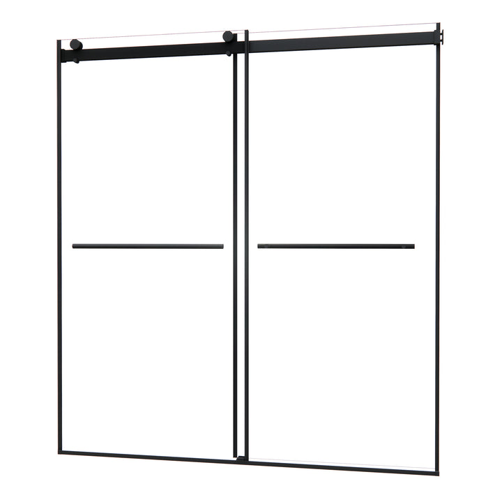 Belizzi 68" W x 76" H By Pass Frameless Exposed Roller Shower Door