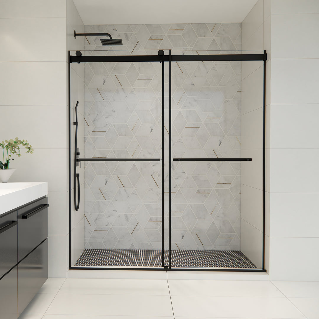 Belizzi 68" W x 76" H By Pass Frameless Exposed Roller Shower Door
