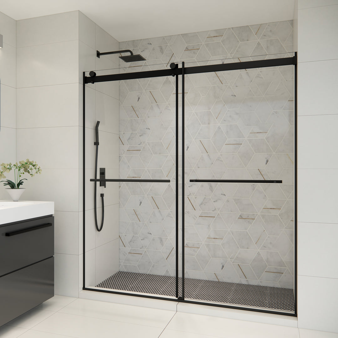 Belizzi 68" W x 76" H By Pass Frameless Exposed Roller Shower Door