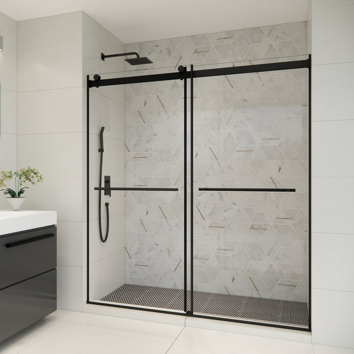 Belizzi 68" W x 76" H By Pass Frameless Exposed Roller Shower Door