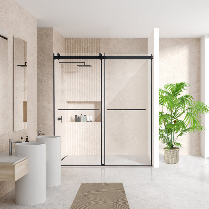 Belizzi 68" W x 76" H By Pass Frameless Exposed Roller Shower Door