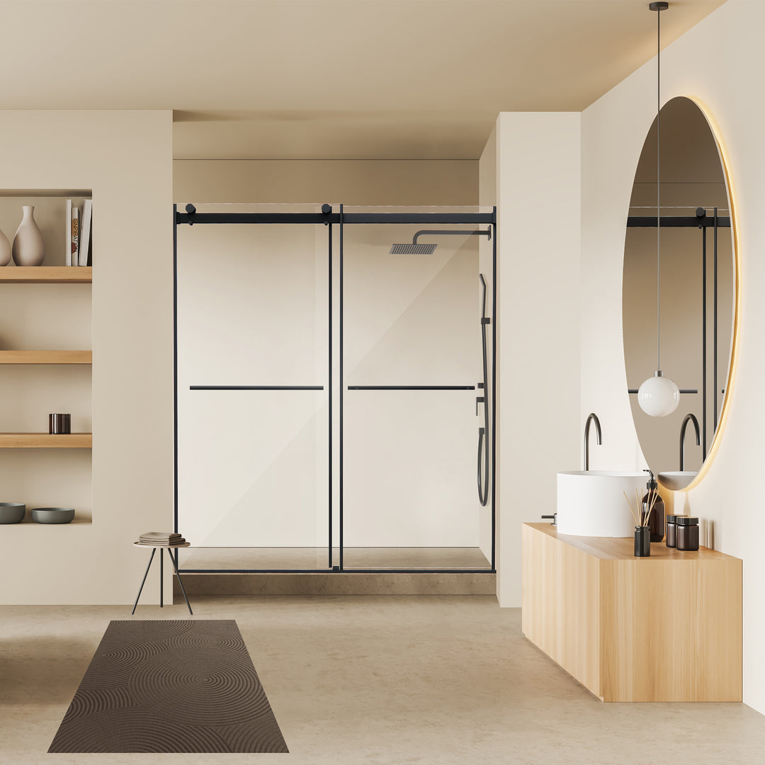 Belizzi 68" W x 76" H By Pass Frameless Exposed Roller Shower Door