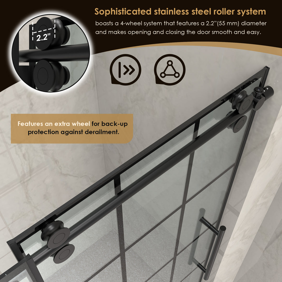 Esense 60" W x 76" H Single Sliding Frameless Shower Door