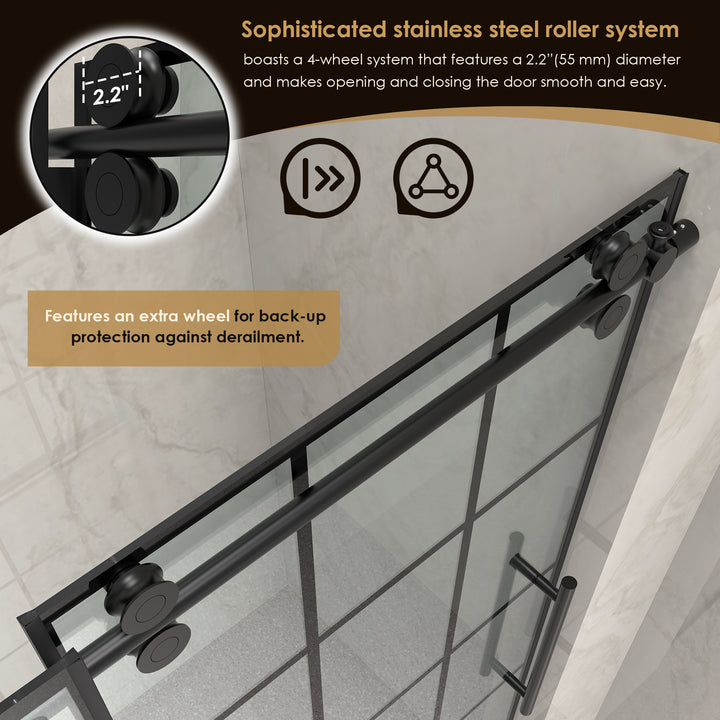 Esense 60" W x 76" H Single Sliding Frameless Shower Door