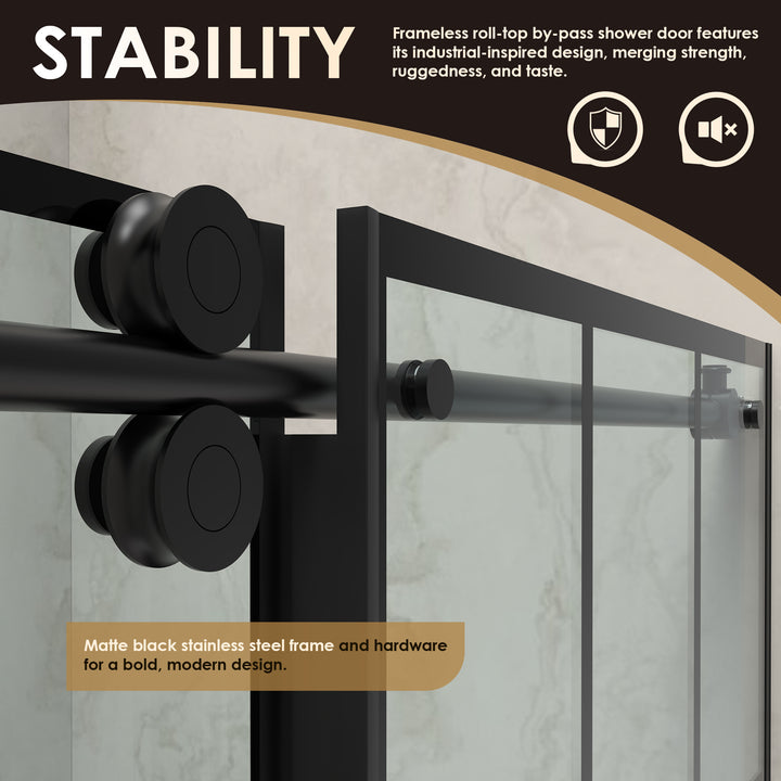 Esense 60" W x 76" H Single Sliding Frameless Shower Door