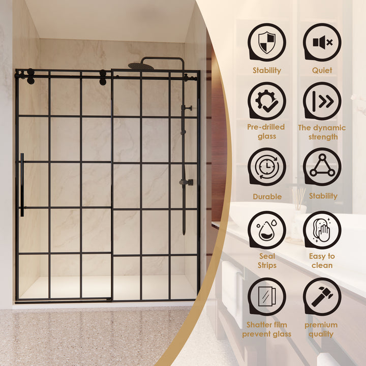 Esense 60" W x 76" H Single Sliding Frameless Shower Door