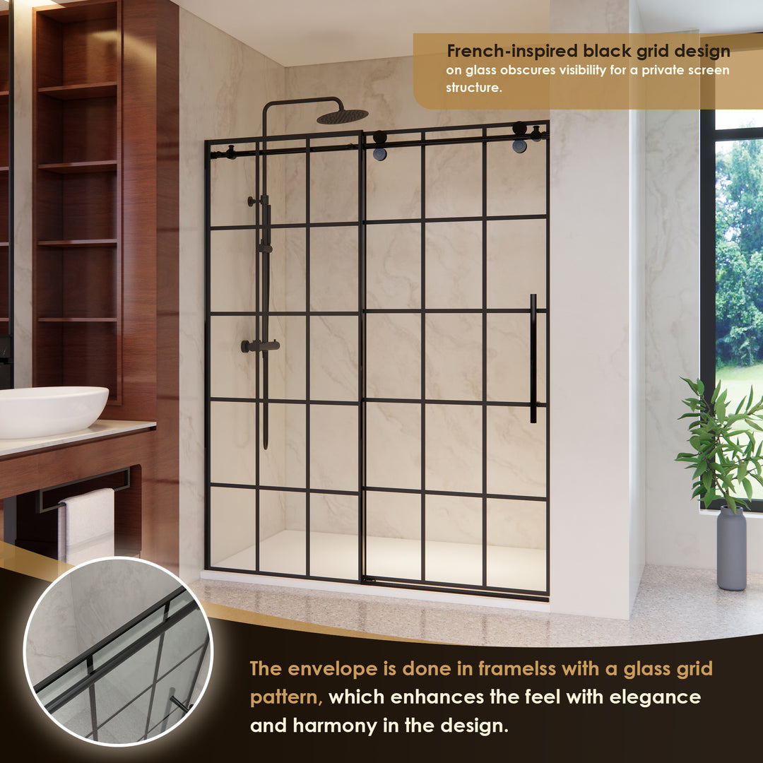 Esense 60" W x 76" H Single Sliding Frameless Shower Door