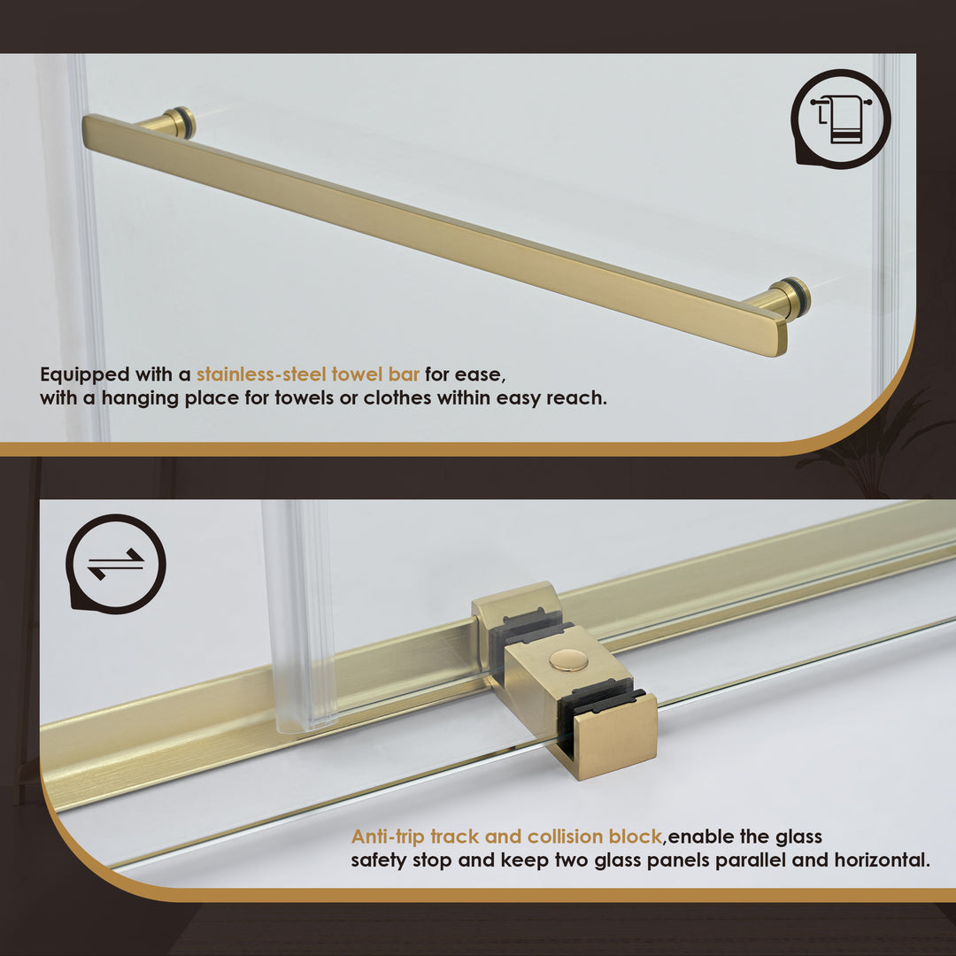 Bolani 60" W x 76" H By Pass Frameless Exposed Roller Shower Door