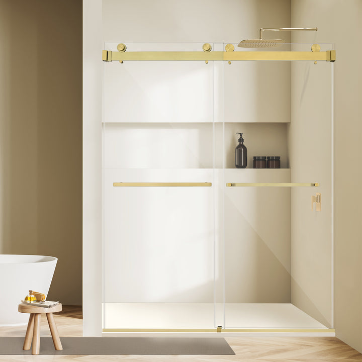 Bolani 60" W x 76" H By Pass Frameless Exposed Roller Shower Door