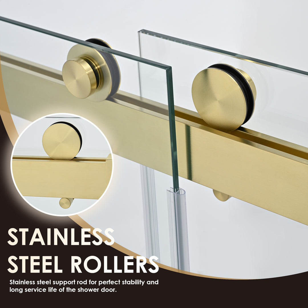 Bolani 60" W x 76" H By Pass Frameless Exposed Roller Shower Door