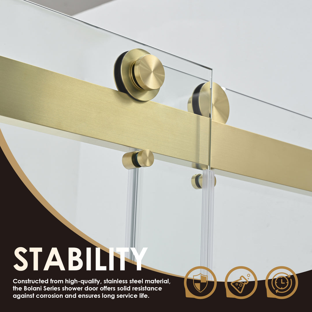 Bolani 60" W x 76" H By Pass Frameless Exposed Roller Shower Door