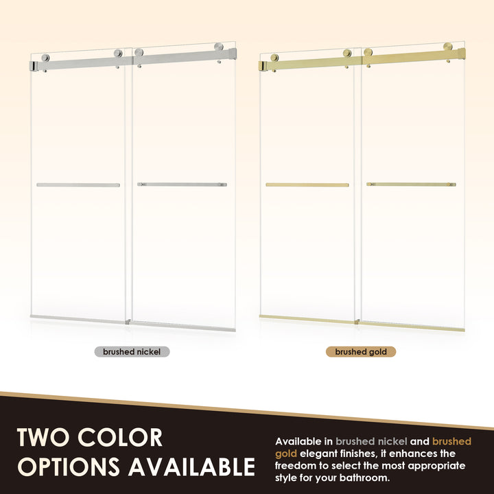 Bolani 60" W x 76" H By Pass Frameless Exposed Roller Shower Door