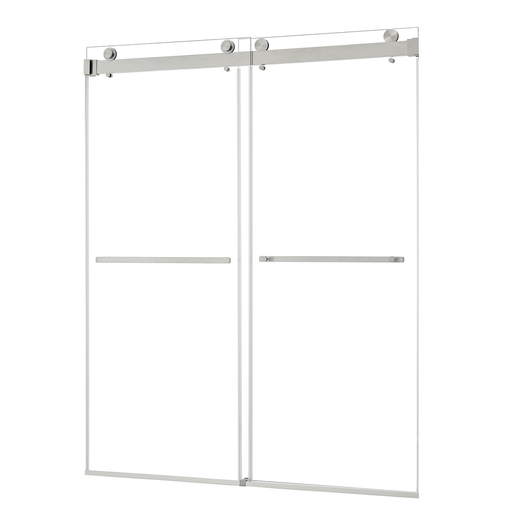 Bolani 60" W x 76" H By Pass Frameless Exposed Roller Shower Door