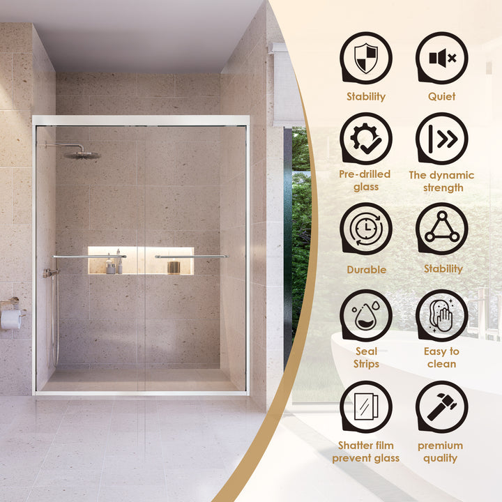 Ennis 60" W x 76" H By Pass Framed Shower Door