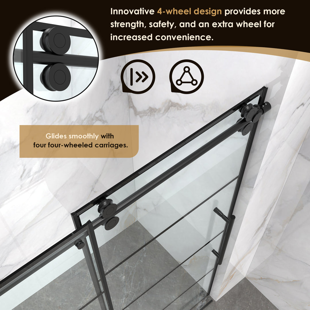 Sankiz 60" W x 76" H Single Sliding Frameless Shower Door