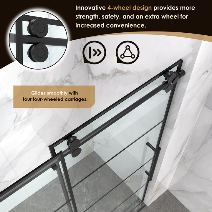 Sankiz 60" W x 76" H Single Sliding Frameless Shower Door