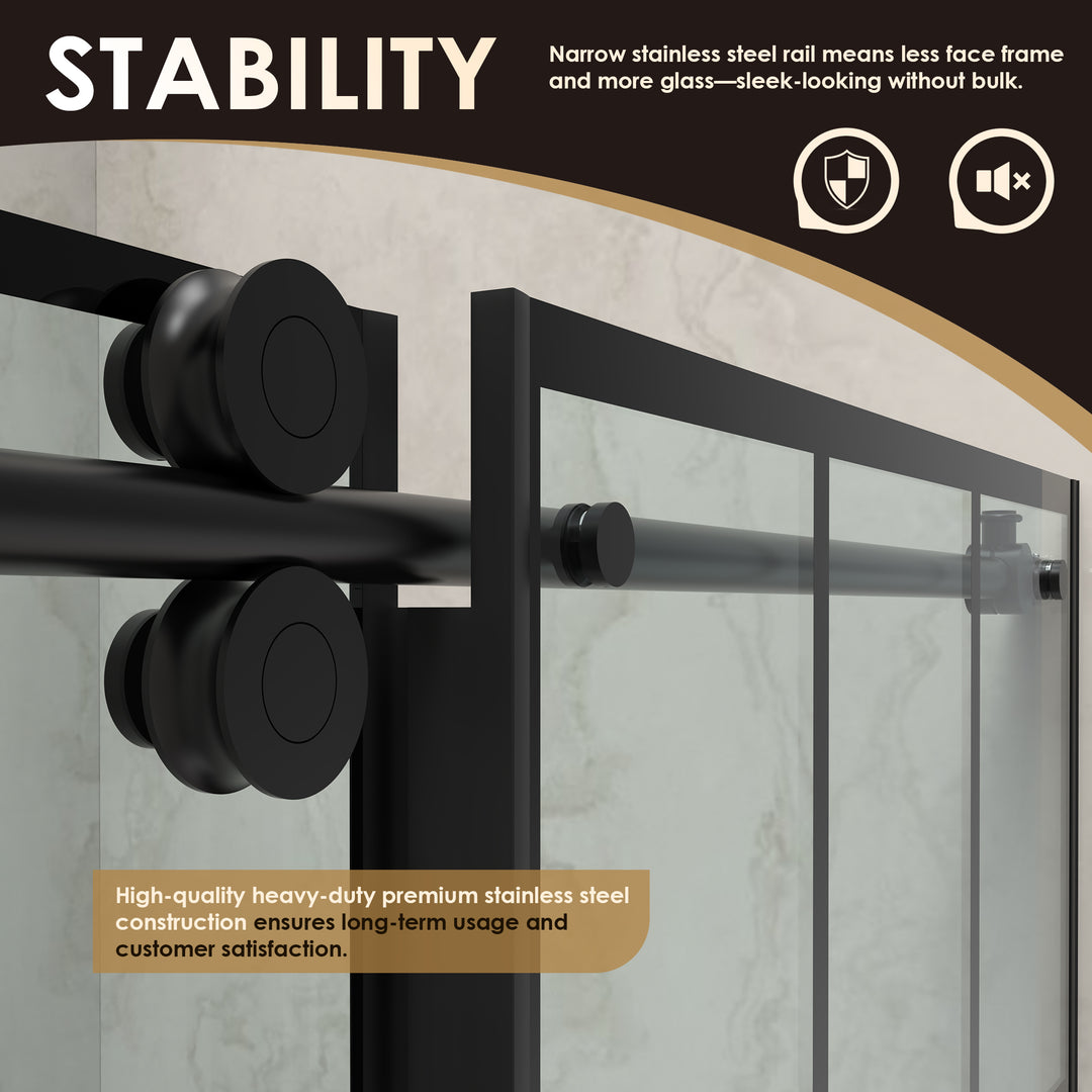 Sankiz 60" W x 76" H Single Sliding Frameless Shower Door