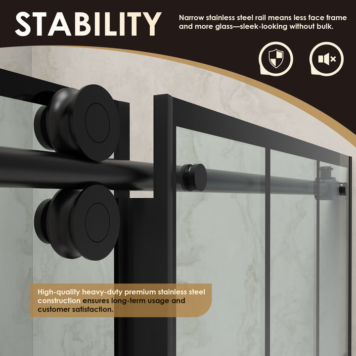 Sankiz 60" W x 76" H Single Sliding Frameless Shower Door