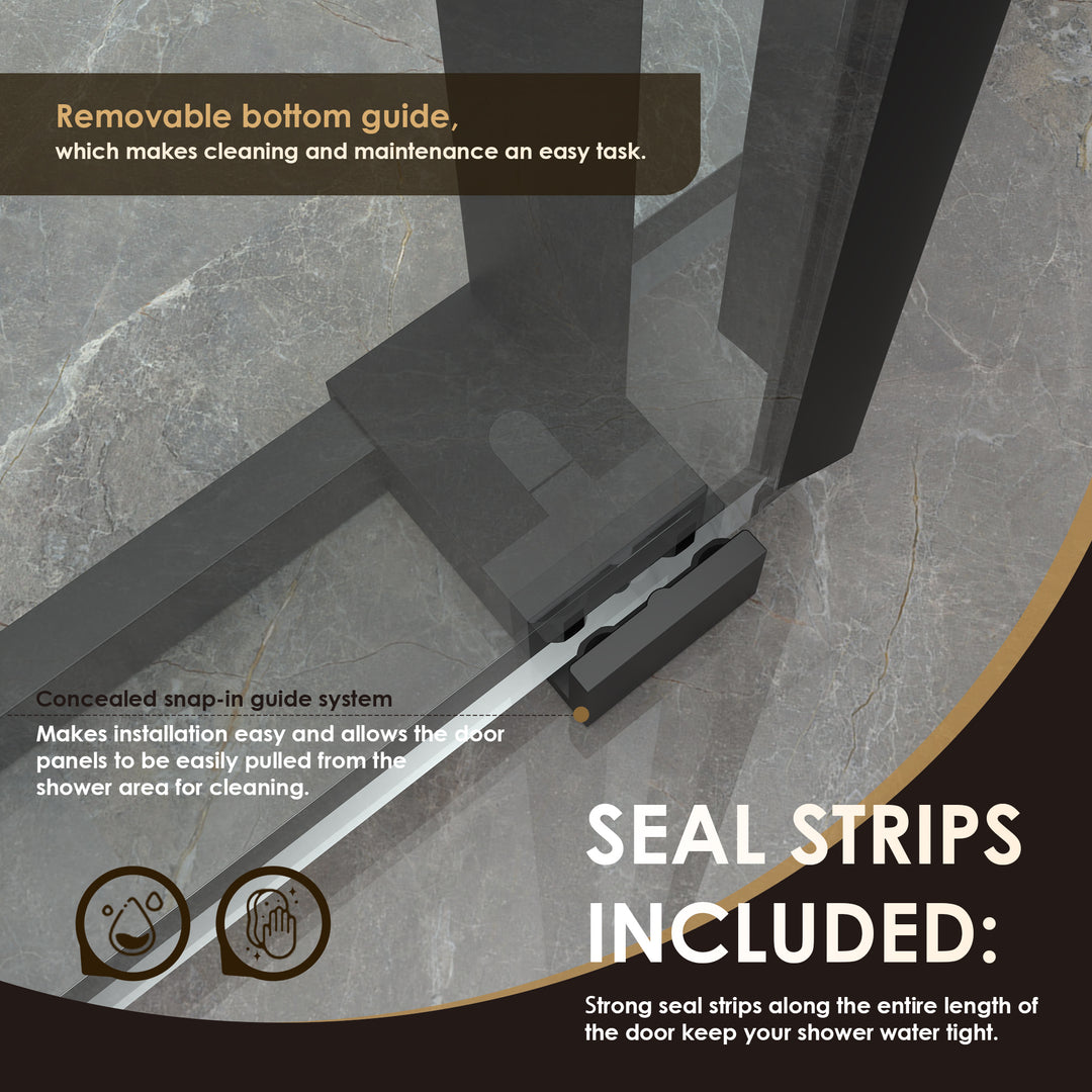 Sankiz 60" W x 76" H Single Sliding Frameless Shower Door