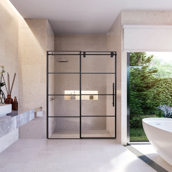 Sankiz 60" W x 76" H Single Sliding Frameless Shower Door