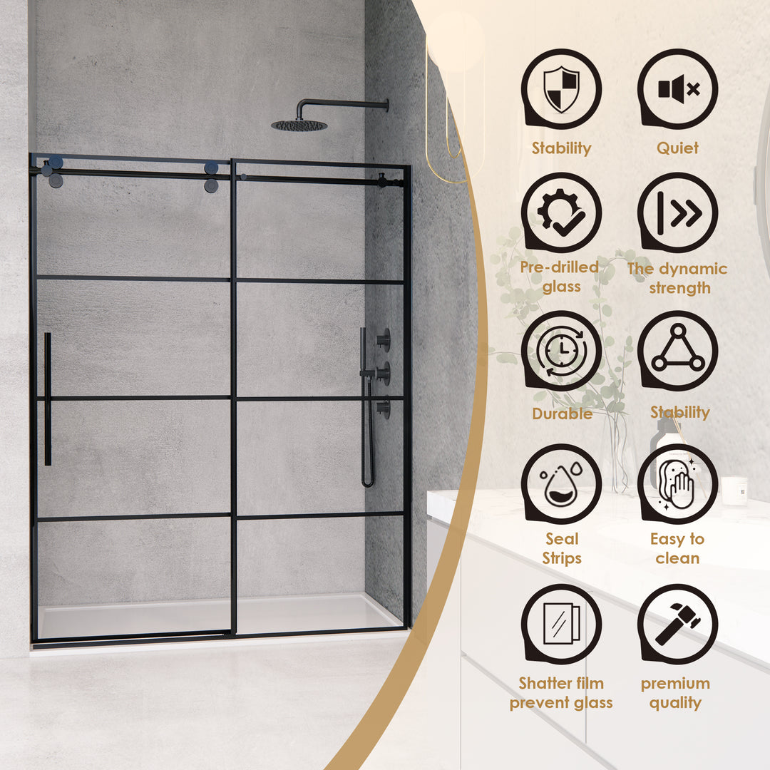 Sankiz 60" W x 76" H Single Sliding Frameless Shower Door