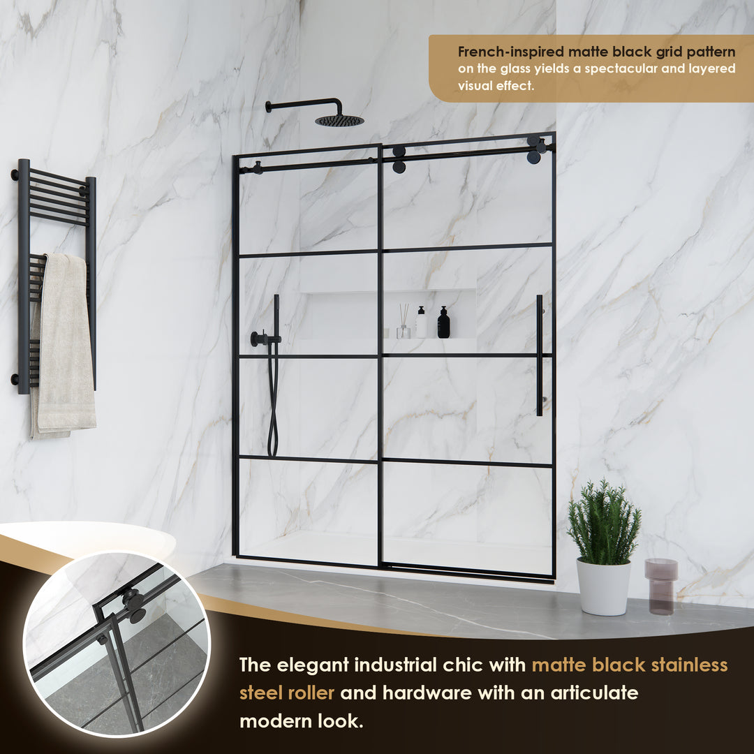 Sankiz 60" W x 76" H Single Sliding Frameless Shower Door