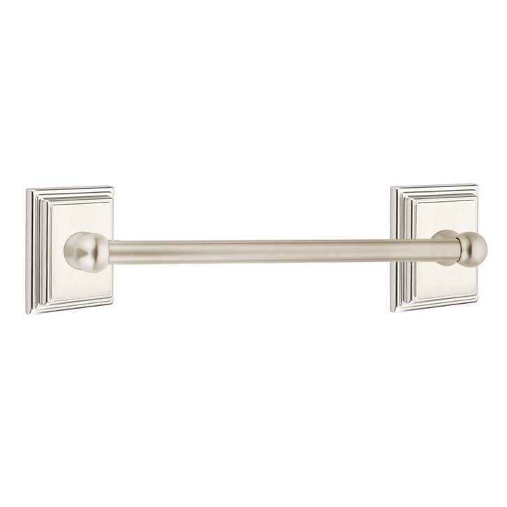 Traditional Brass Collection 12" Single Towel Bar with Wilshire Rose by Emtek