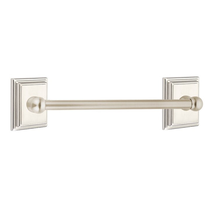 Traditional Brass Collection 12" Single Towel Bar with Wilshire Rose by Emtek