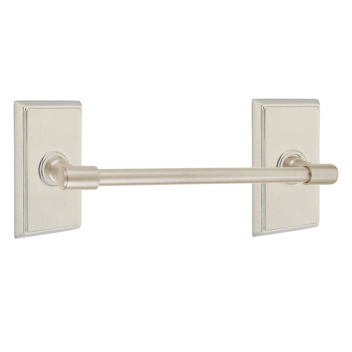 Transitional Brass Collection 24" Towel Bar with Rectangular Rosette by Emtek