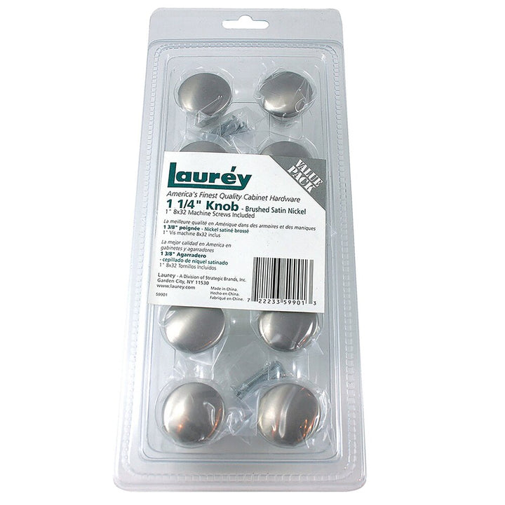 Value Packs Collection (10 Pack) 1 1/4" Knob in Brush Satin Nickel by Laurey Hardware