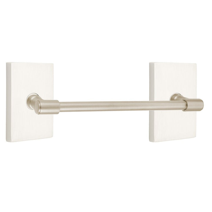 Transitional Brass Collection 30" Towel Bar with Modern Rectangular Rosette  by Emtek