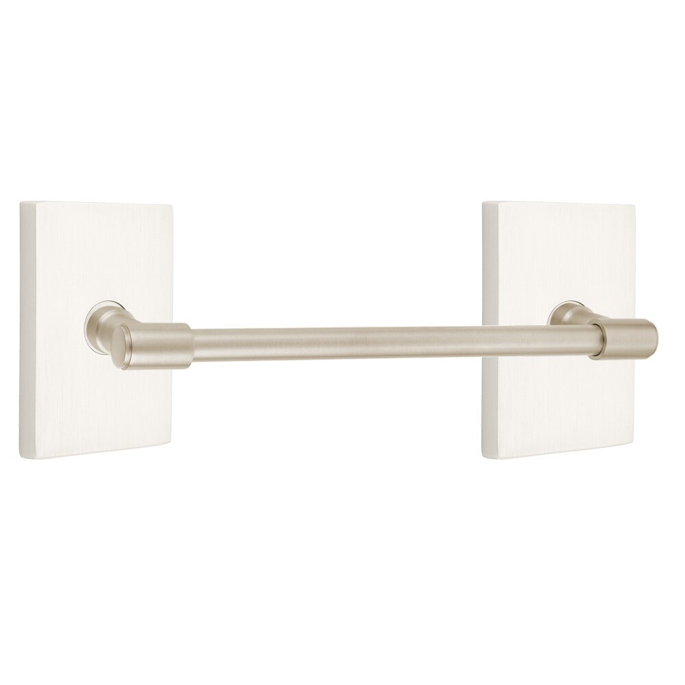 Transitional Brass Collection 18" Towel Bar with Modern Rectangular Rosette  by Emtek