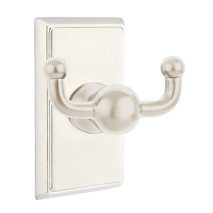 Traditional Brass Collection Rectangular Double Hook  by Emtek
