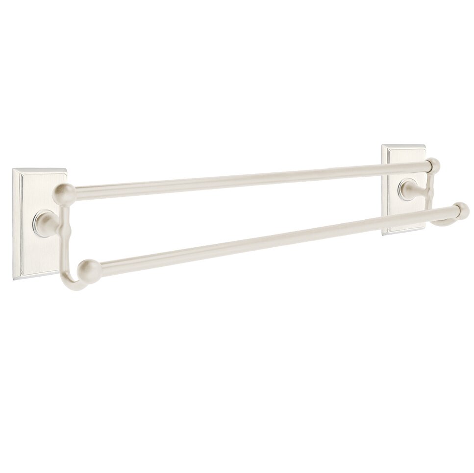Traditional Brass Collection 24" Double Towel Bar with Rectangular Rose  by Emtek