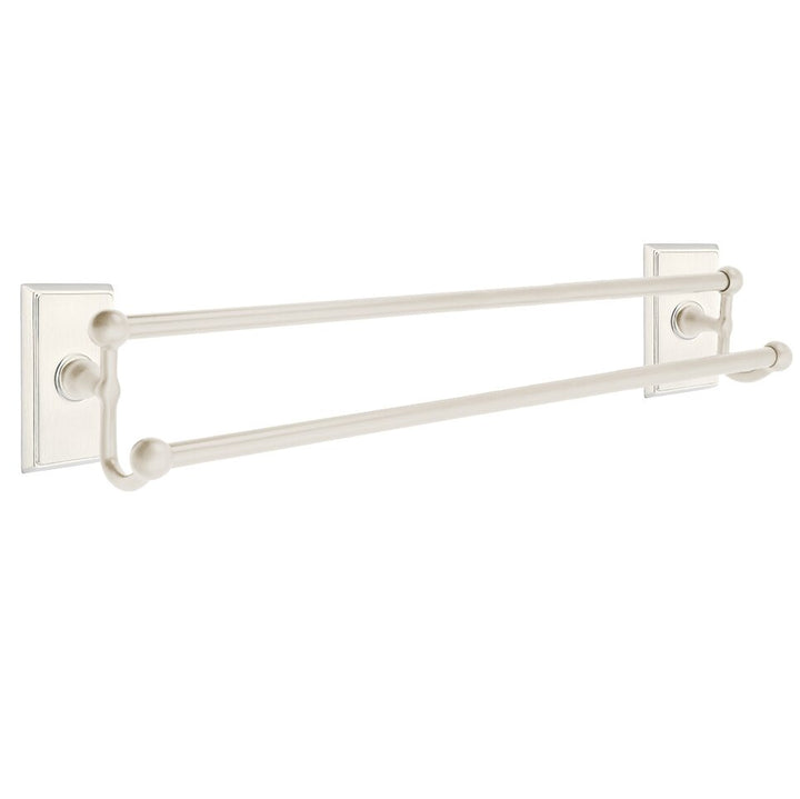 Traditional Brass Collection 24" Double Towel Bar with Rectangular Rose  by Emtek
