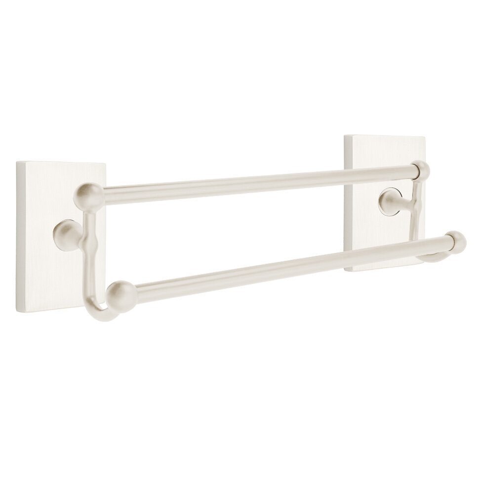 Traditional Brass Collection 18" Double Towel Bar with Modern Rectangular Rose  by Emtek