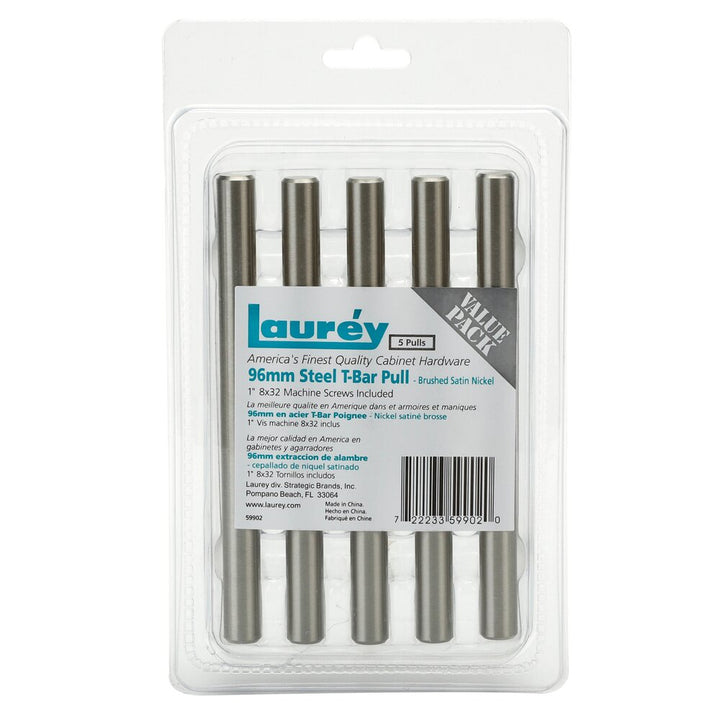 Value Packs Collection (5 Pack) 96mm Centers Steel T-Bar Pull by Laurey Hardware