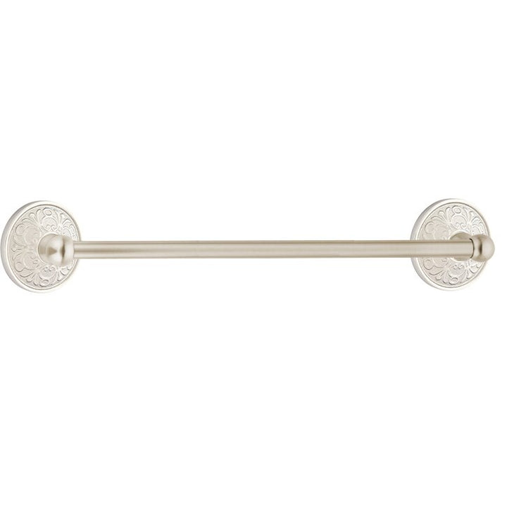 Traditional Brass Collection 24" Single Towel Bar with Lancaster Rose  by Emtek