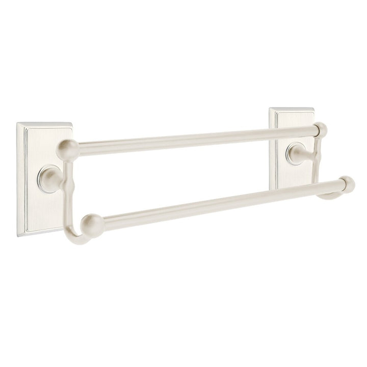 Traditional Brass Collection 24" Double Towel Bar with Rectangular Rose  by Emtek