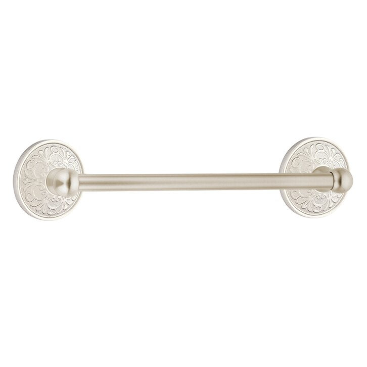 Traditional Brass Collection 12" Single Towel Bar with Lancaster Rose  by Emtek