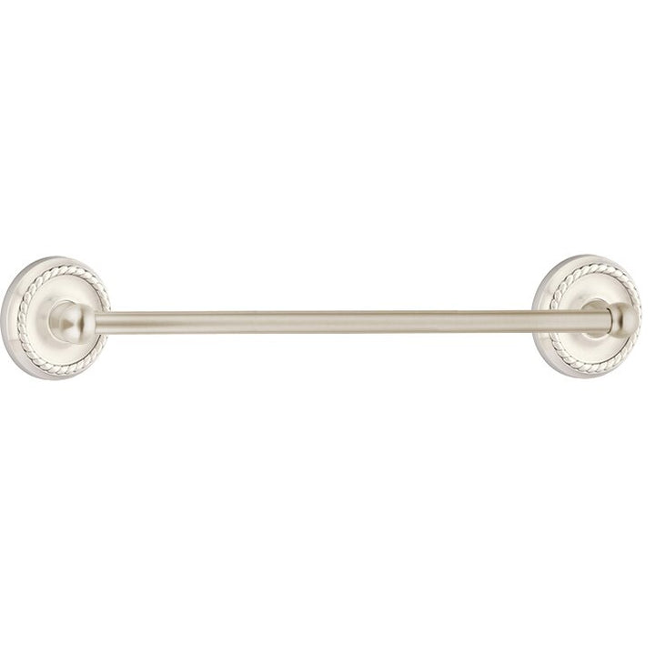 Traditional Brass Collection 24" Single Towel Bar with Rope Rose  by Emtek